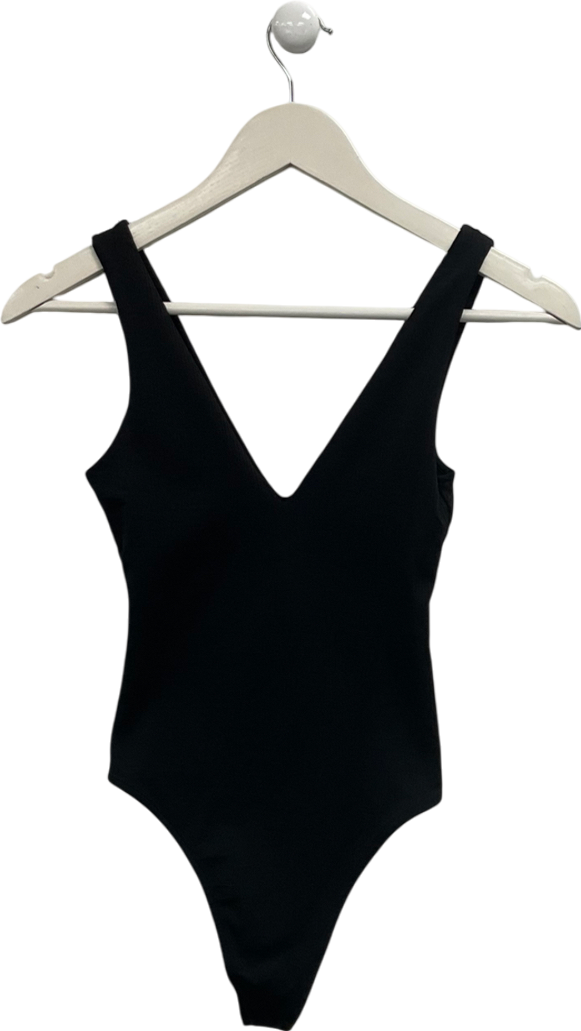 Bershka Black Deep V Bodysuit UK XS