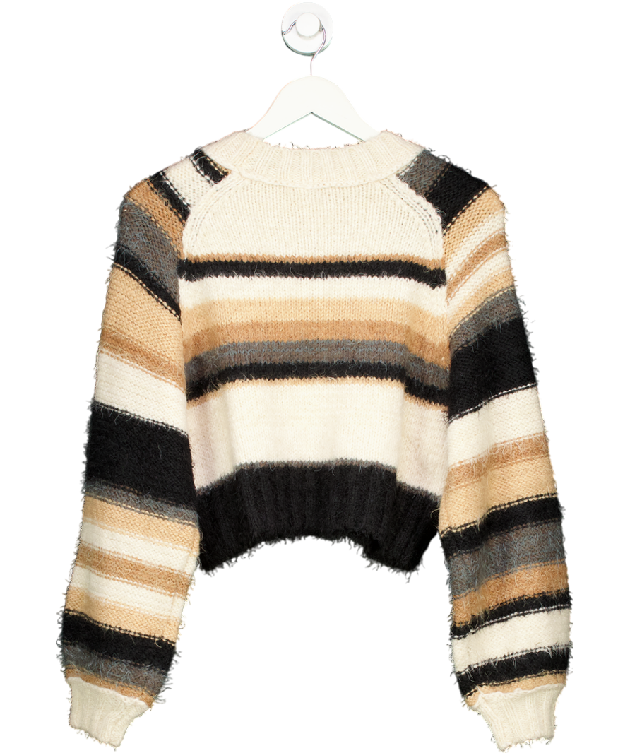 Free People Beige Snowbird Striped Sweater UK XS