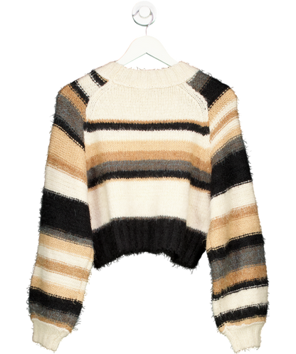 Free People Beige Snowbird Striped Sweater UK XS