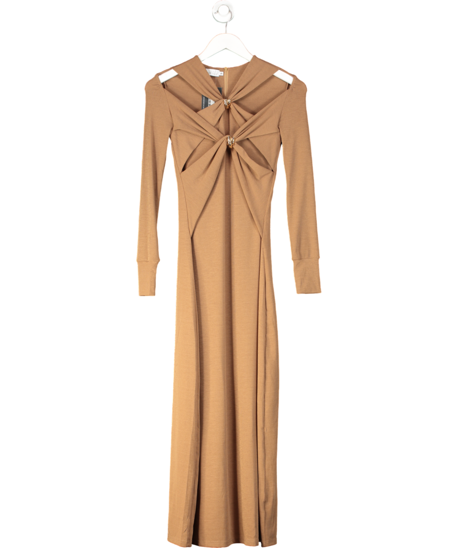 Storm Label Brown Gold Toned Hardware Coffee Dress UK S