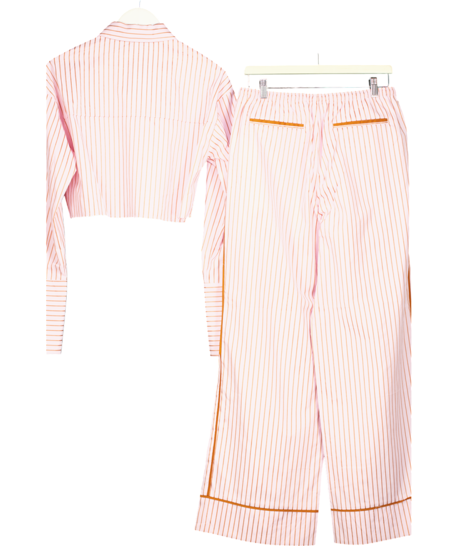 Noughts & Kisses Pink Reia Stripe Cropped Shirt And Wide Leg Trousers UK M