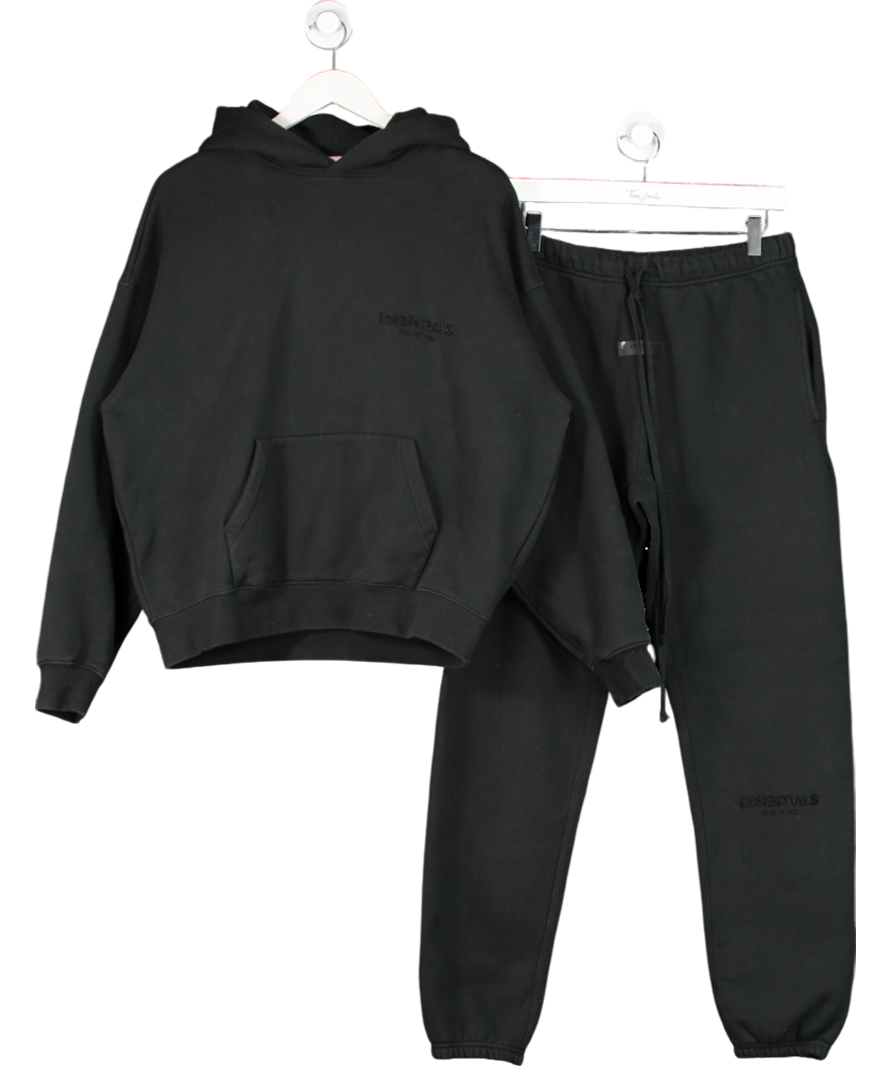 Fear Of God Essentials Black 2-piece Hoodie 'stretch Limo' & Sweatpants UK S