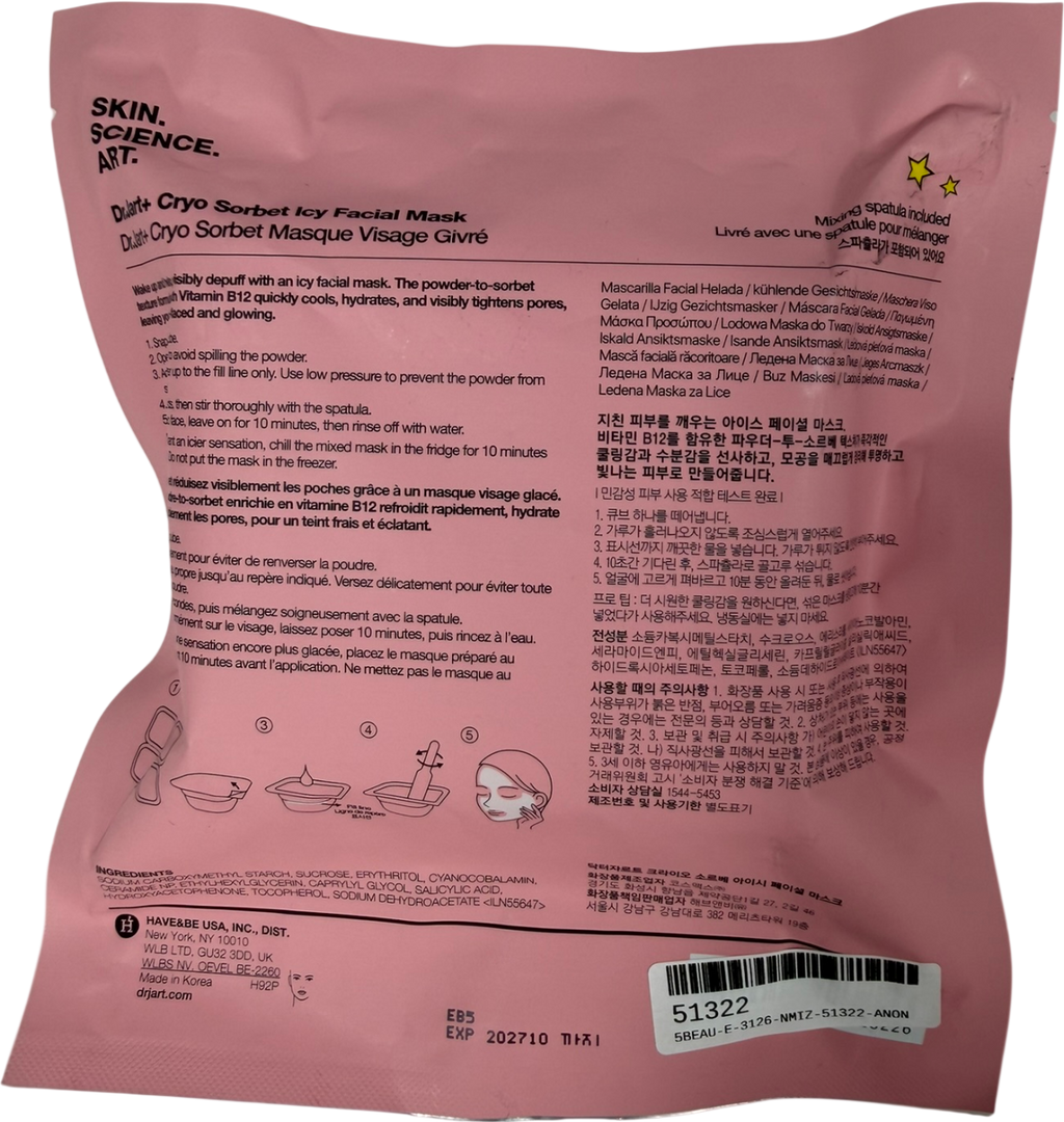 DR JART+ Cryo Sorbet™ Icy Facial Mask - 4 Pack one size