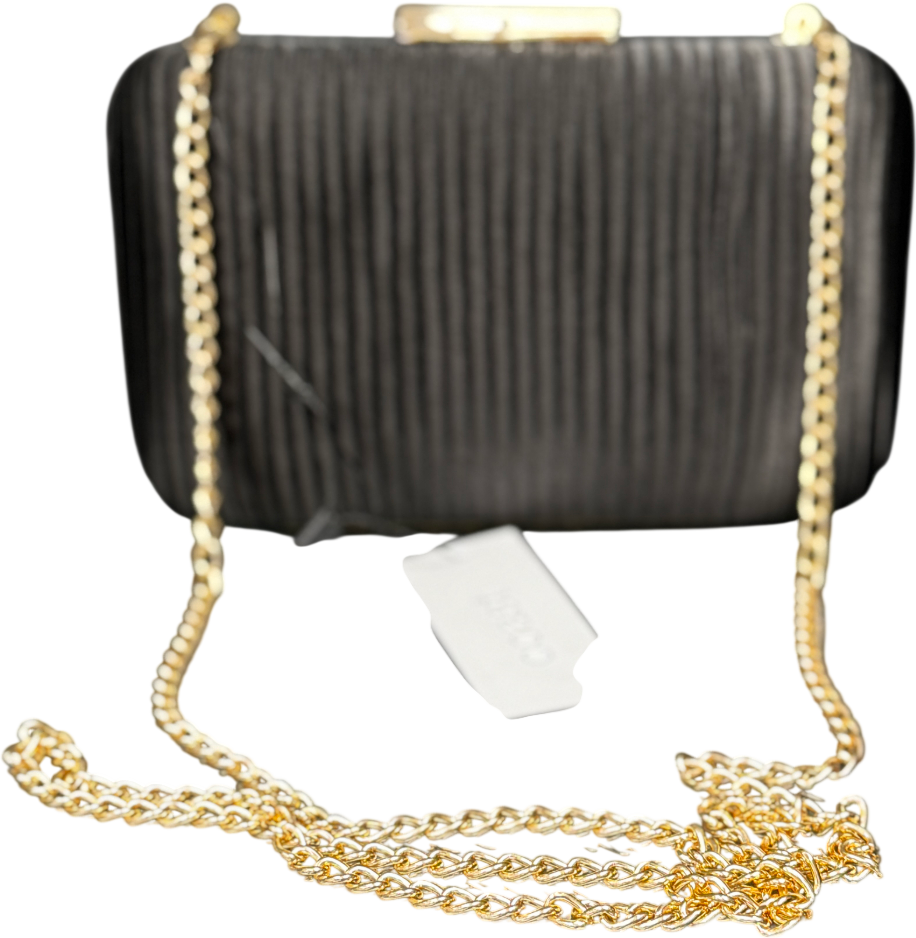 Coast Black Pleated Satin Box Clutch Bag