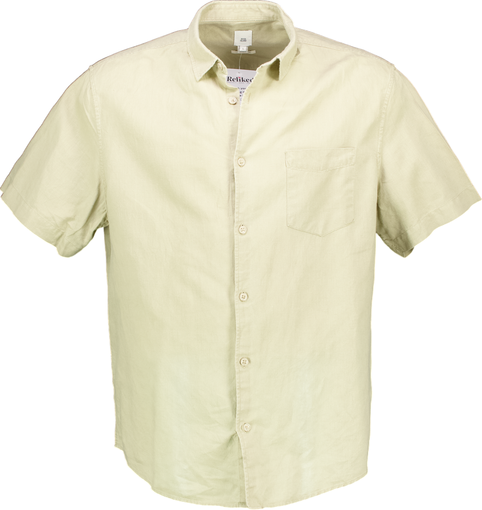 River Island Beige Linen Rich Short Sleeve Shirt UK L