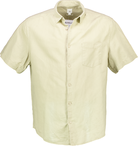 River Island Beige Linen Rich Short Sleeve Shirt UK L