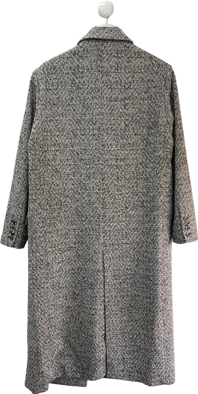 MANGO Black Dalmata Textured Coat UK S