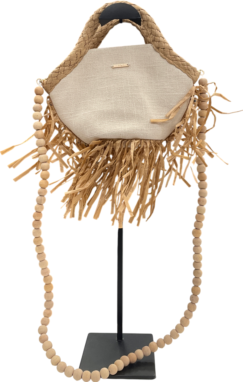 Never Fully Dressed Cream Raffia Cove Mini Bag UK S