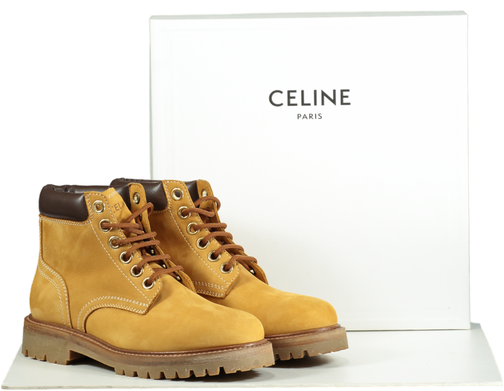 Celine Tan Kurt High Lace-up Boots with logo heel  EU 39 UK 6