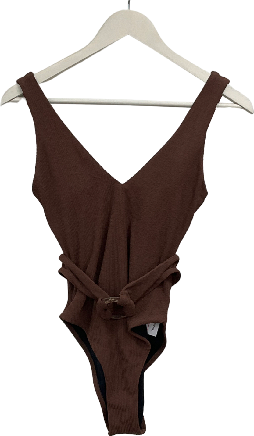 Berlook Brown One Piece Swimming Costume UK XS