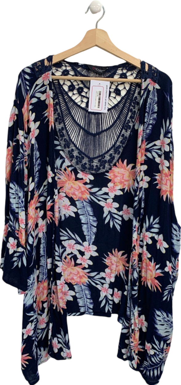 Yours Navy Floral Kimono UK 30-32