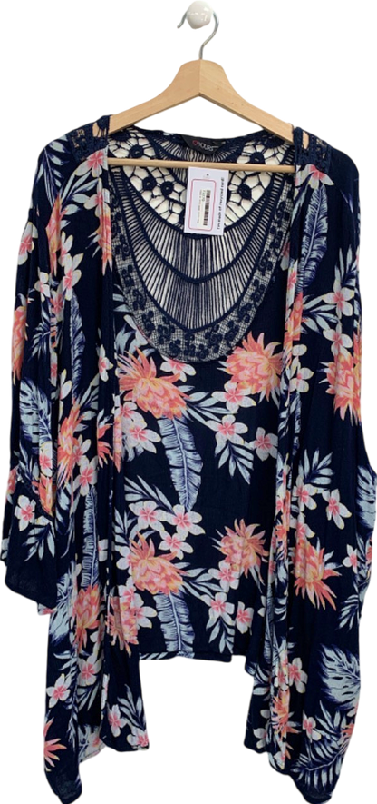 Yours Navy Floral Kimono UK 30-32