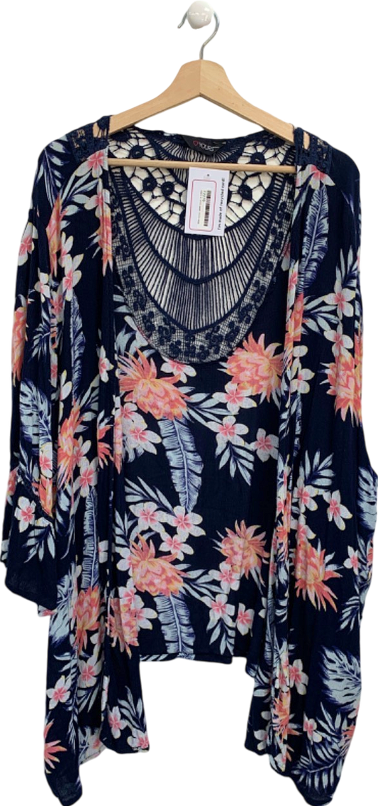 Yours Navy Floral Kimono UK 30-32