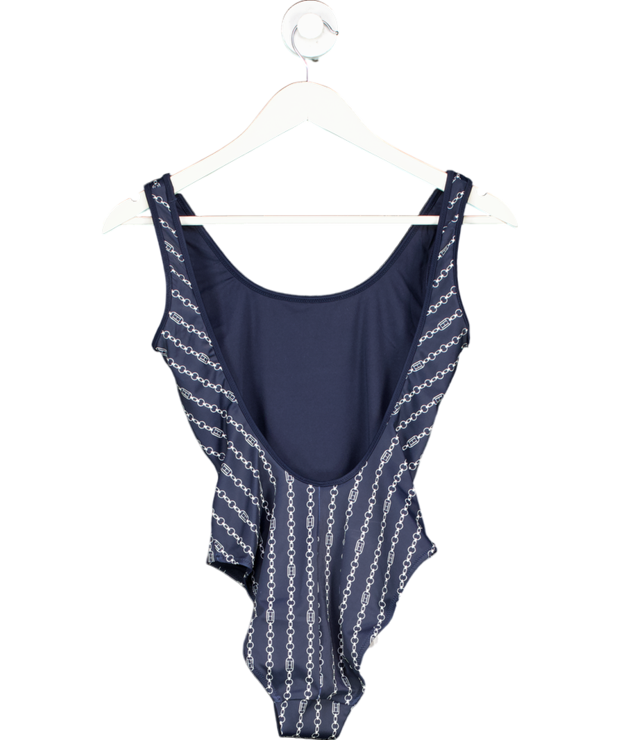 Tommy Hilfiger Blue Print One Piece Swimsuit - Flag Chain Dark Night Navy UK S