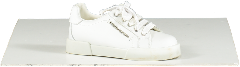 Dolce & Gabbana White Leather Portofino Logo Trainers UK 8.5 EU 26 👼