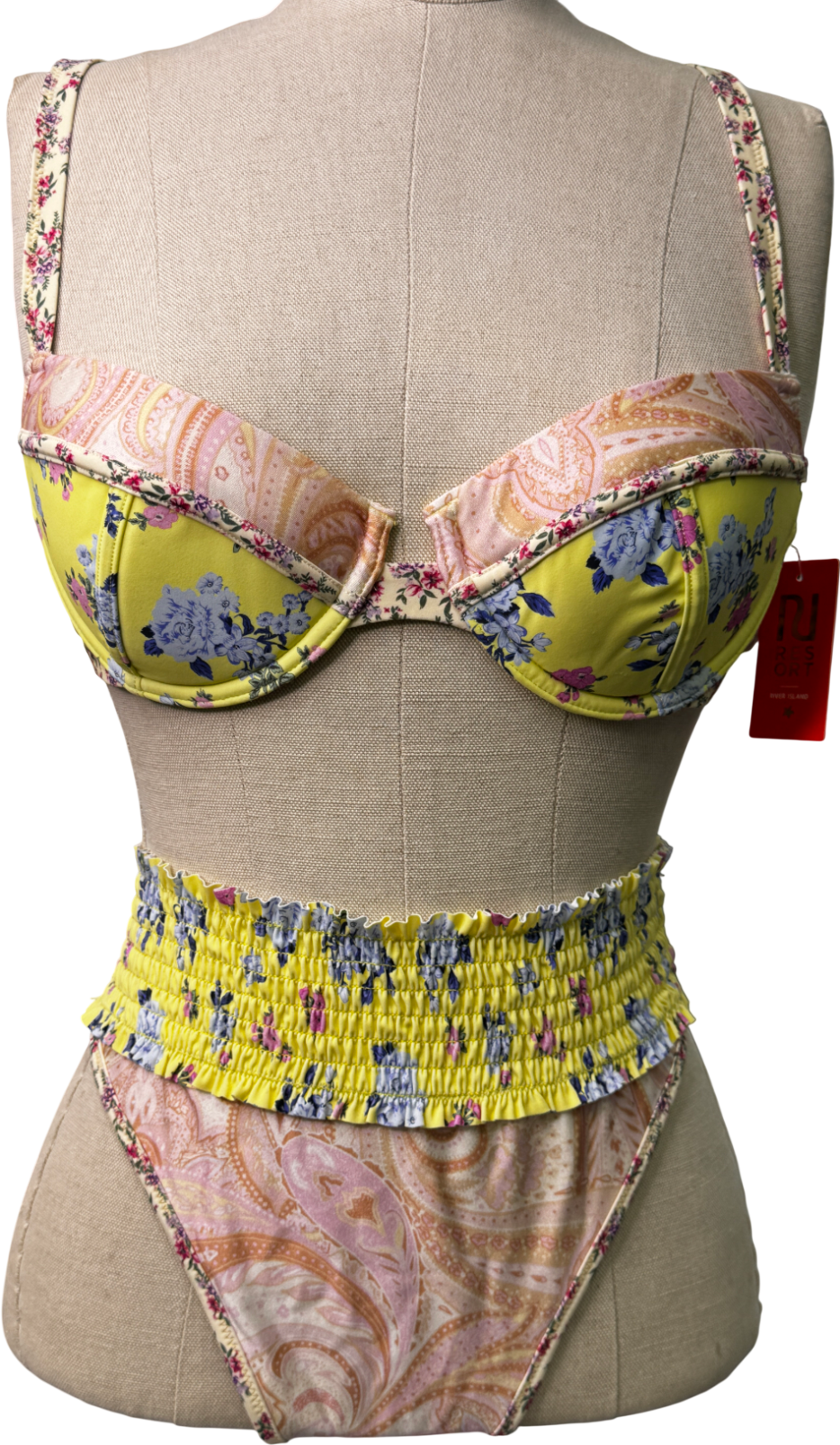 River Island Multicoloured 2-piece Floral Banded Bikni Set UK S/M