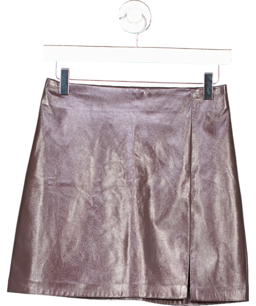 Topshop Brown Faux Leather Mini Skirt UK 8