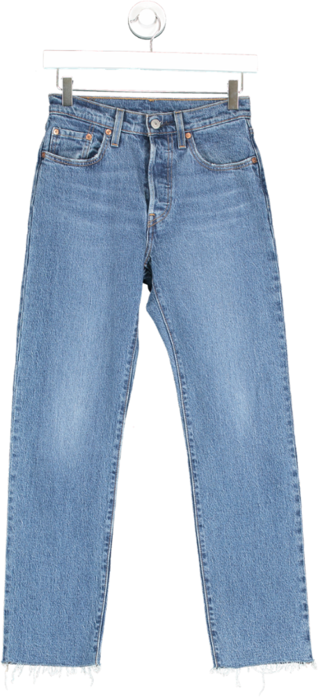 levis Blue 501 High Rise Straight Leg Jeans W24