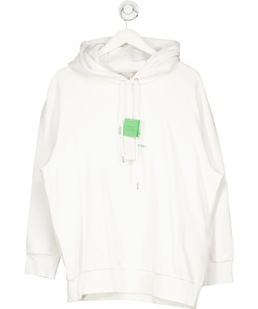Stella McCartney White Oversize Organic Cotton Logo Hoodie UK XS