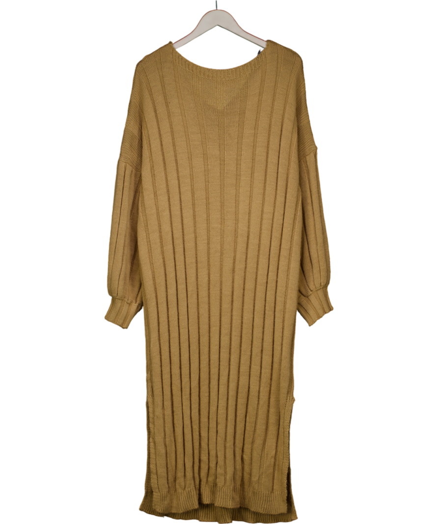 Brown V-neck Chunky Knit Jumper Dress UK XXL
