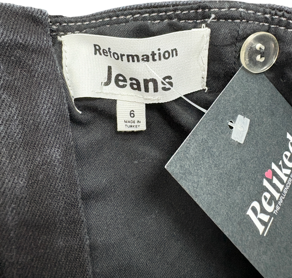 Reformation Black Denim Corset Jumpsuit UK 10