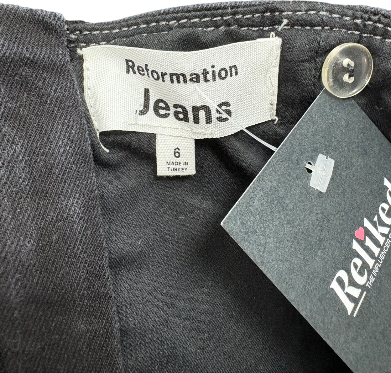 Reformation Black Denim Corset Jumpsuit UK 10