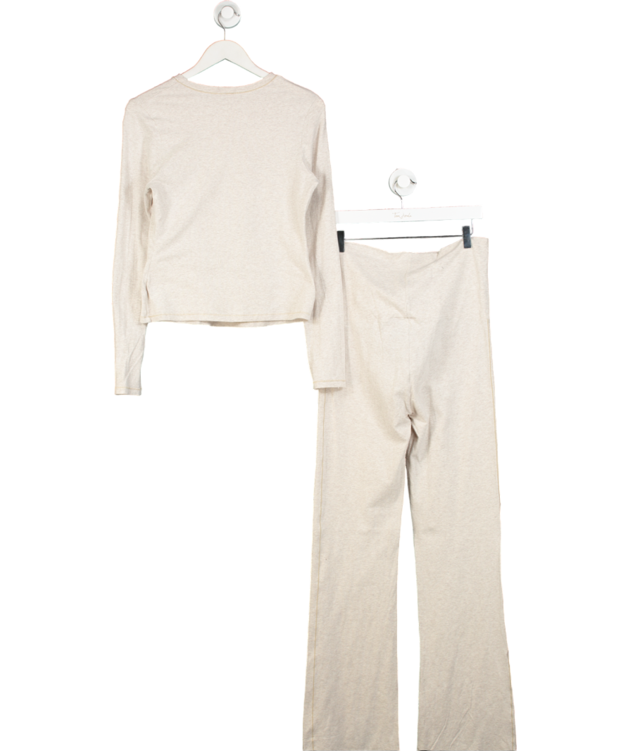 SKIMS Grey Long Sleeve Top And Straight Leg Trousers Set UK L/XL