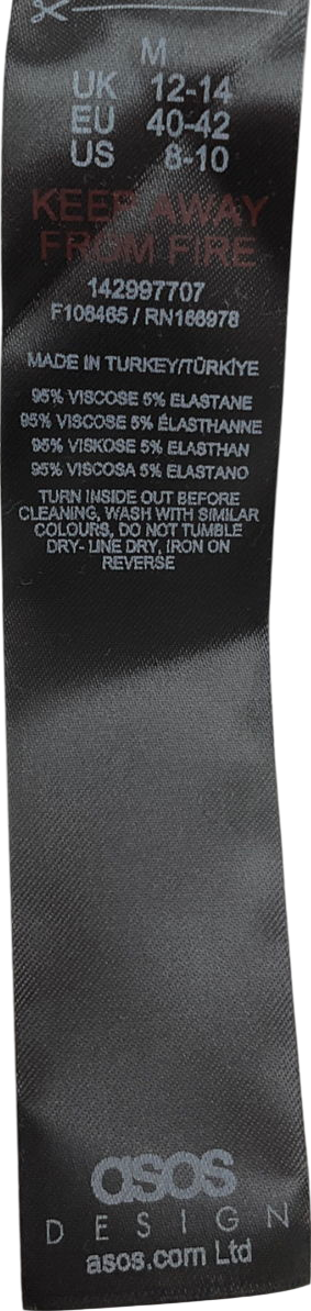 ASOS Slouchy Mini Dress With Thumbholes And Asymmetric Neckline In Black UK 12