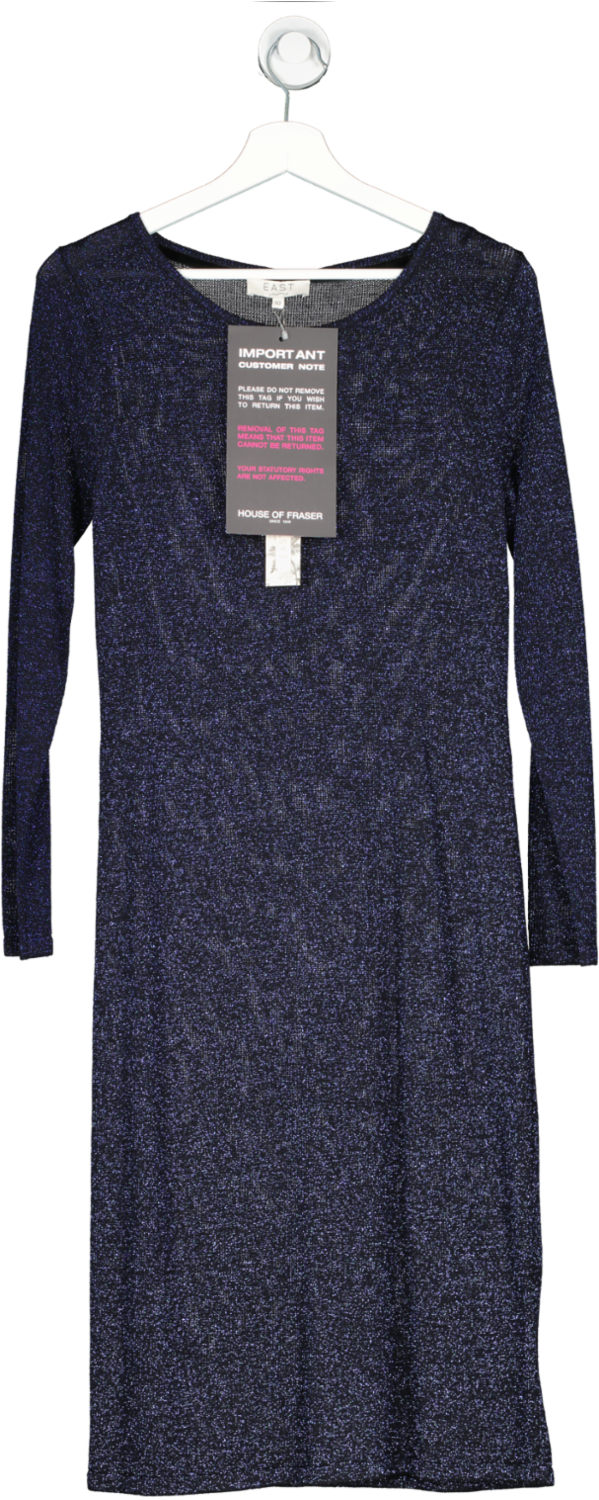 East Blue Metallic Knit Dress UK 10