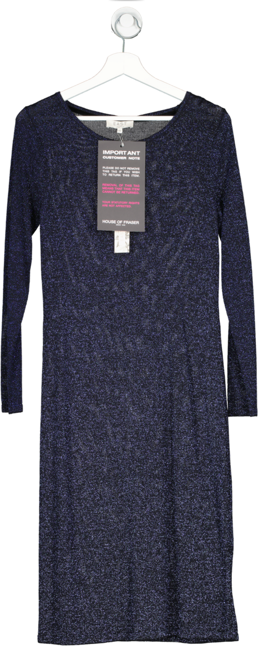 East Blue Metallic Knit Dress UK 10