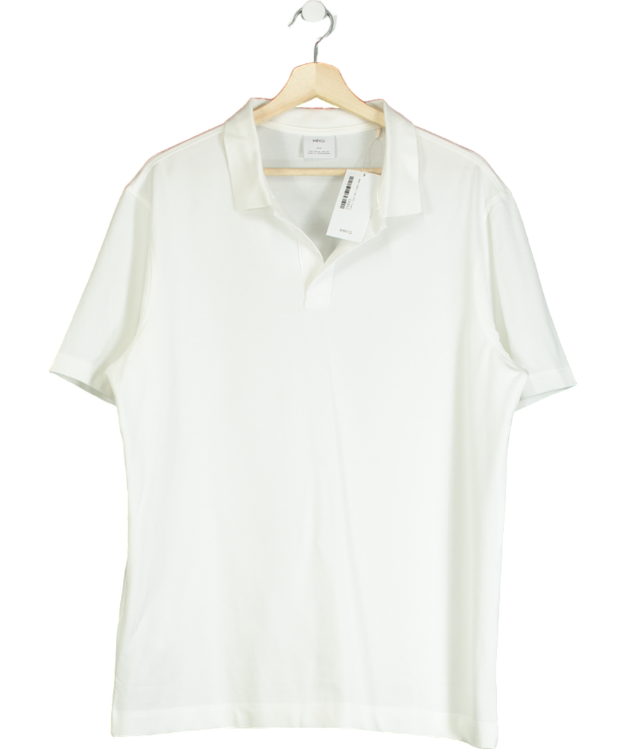 MANGO White Slim-fit Cotton-piqué Polo Shirt UK XL