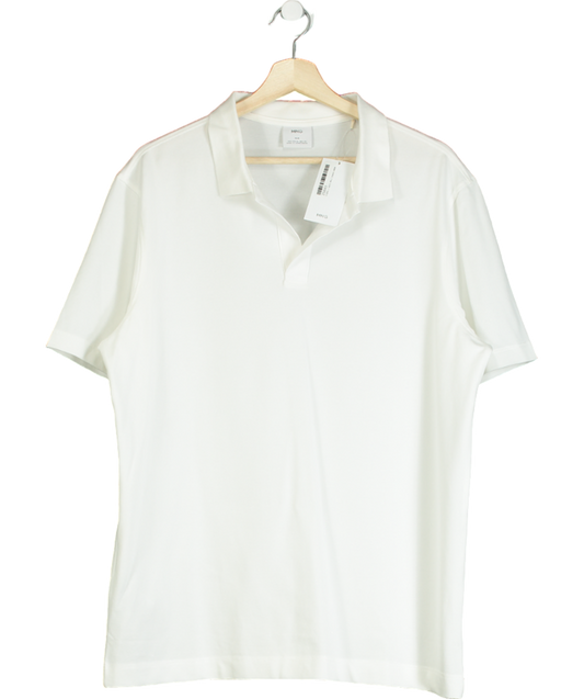 MANGO White Slim-fit Cotton-piqué Polo Shirt UK XL