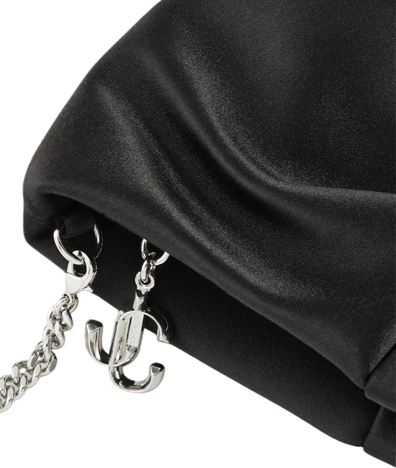 JIMMY CHOO Black Bonny Satin Clutch  / Shoulder Bag