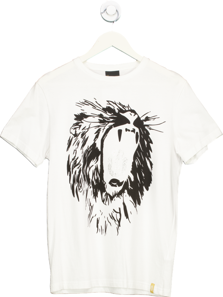 Billionaire White Lion Print T-Shirt UK S