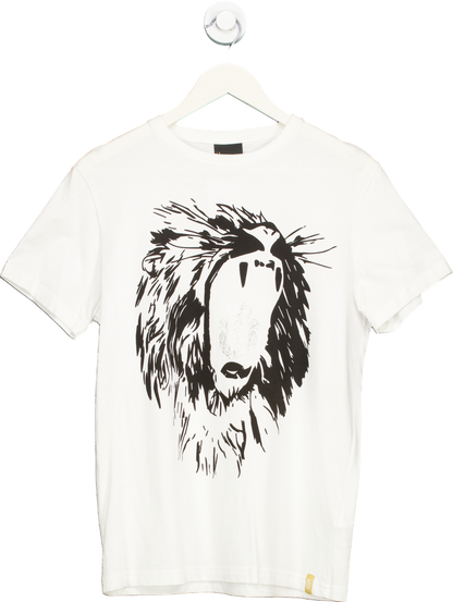 Billionaire White Lion Print T-Shirt UK S