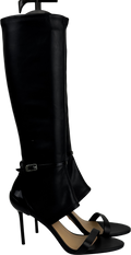 CHARLES & KEITH Black Gabriel Leather Stiletto-heel Boot Sandals UK 6 EU 39 👠
