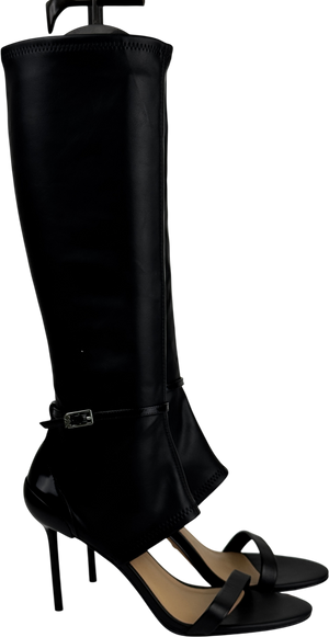 CHARLES & KEITH Black Gabriel Leather Stiletto-heel Boot Sandals UK 6 EU 39