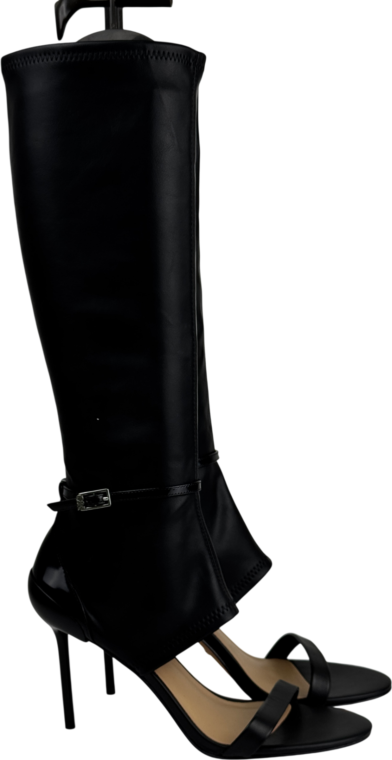 CHARLES & KEITH Black Gabriel Leather Stiletto-heel Boot Sandals UK 6 EU 39 👠