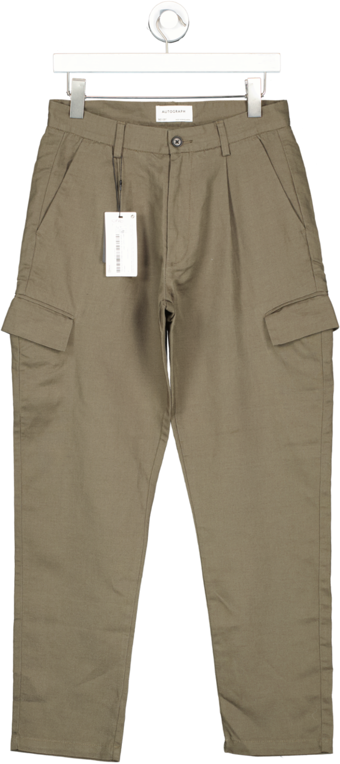 M&S Green Cargo Trousers W30