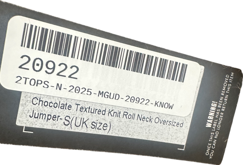 PrettyLittleThing Brown Chocolate Textured Knit Roll Neck Oversized Jumper UK S