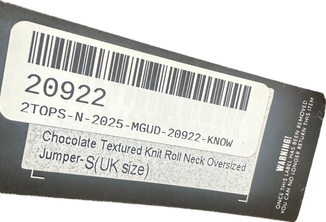 PrettyLittleThing Brown Chocolate Textured Knit Roll Neck Oversized Jumper UK S