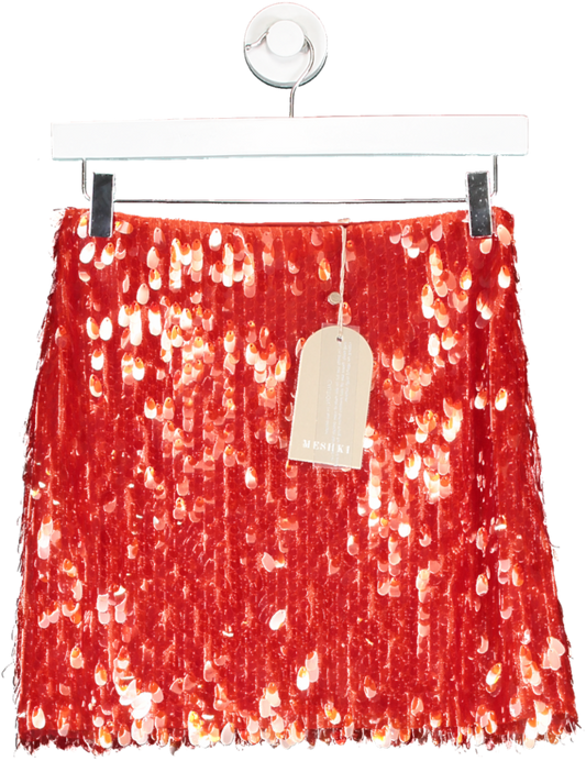 Meshki Orange Savannah Sequin Mini Skirt UK XS