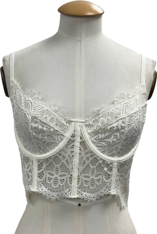 Anthropologie White Lace Bustier Bralette UK L