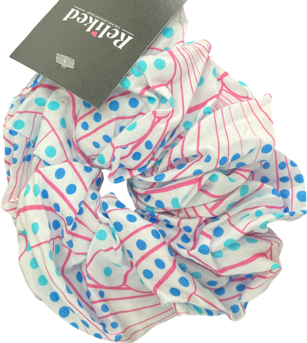 Multicoloured Patterned Large Hair Scrunchie One Size