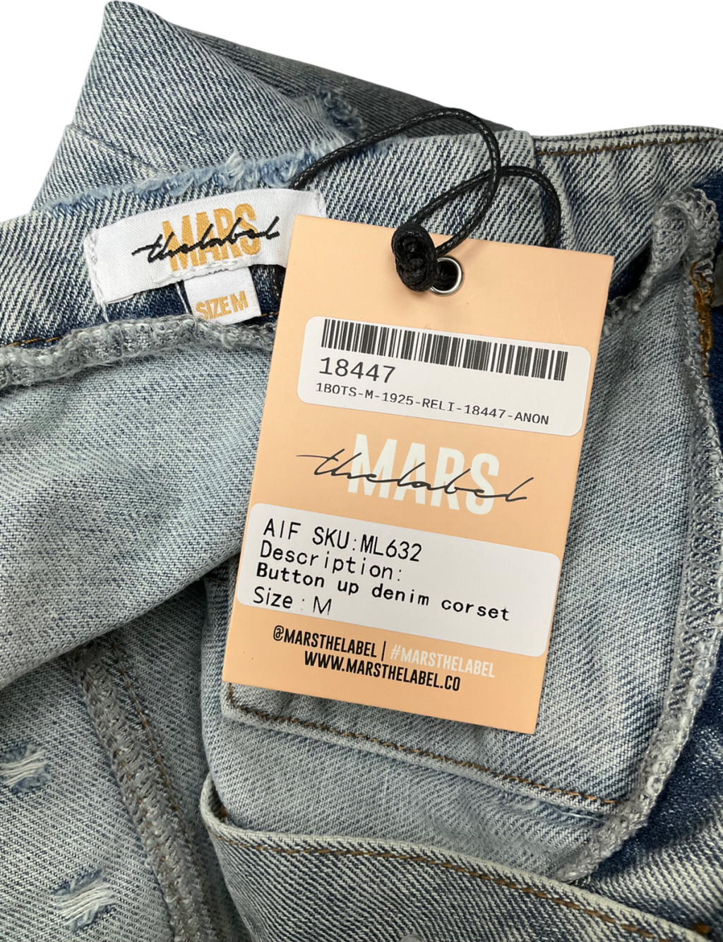 Mars the Label Blue Button Up Denim Corset UK M