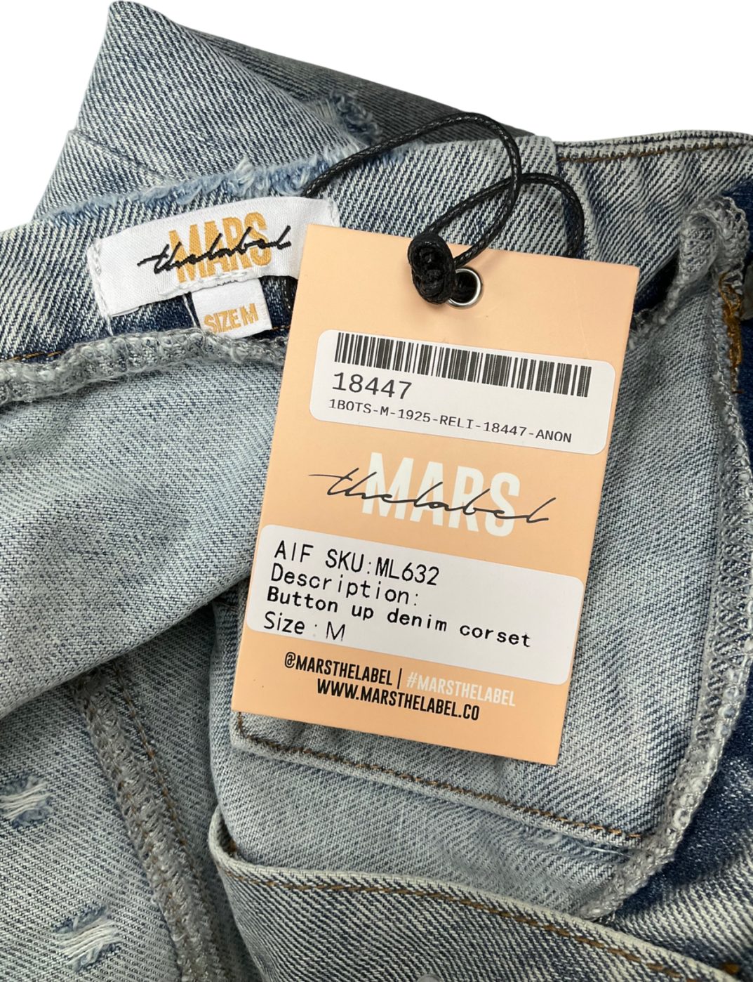 Mars the Label Blue Button Up Denim Corset UK M
