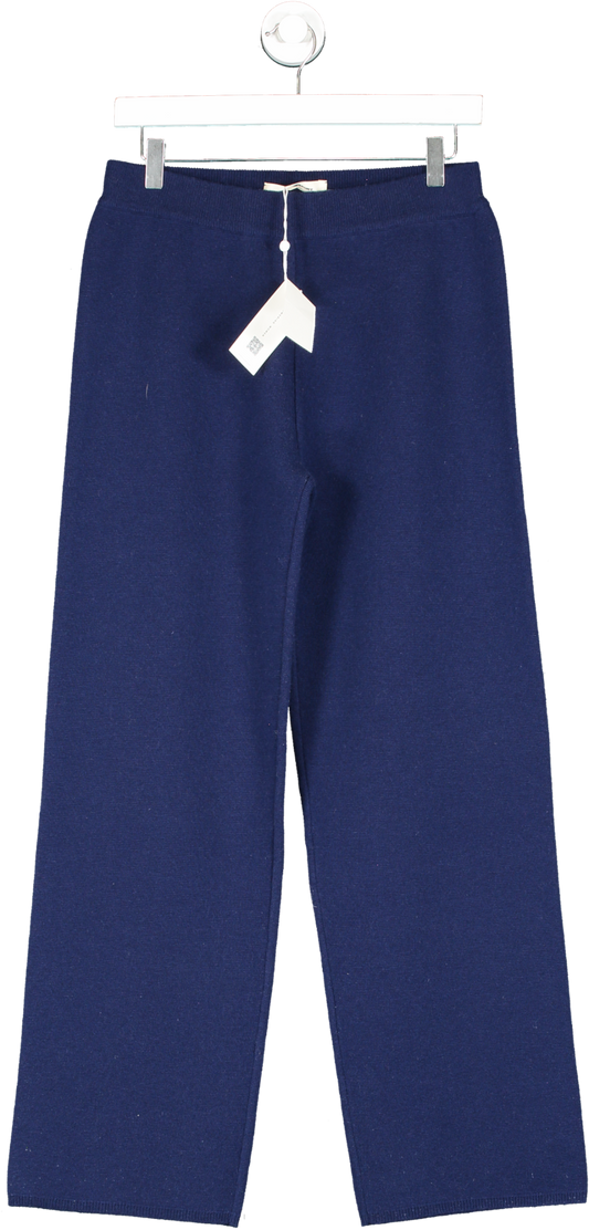 Tory Burch Blue Merino Cashmere Wide Length Pants UK S
