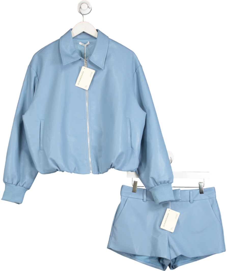 peppermayo Blue Aspen Oversized Bomber Jacket and shorts set  UK M/L