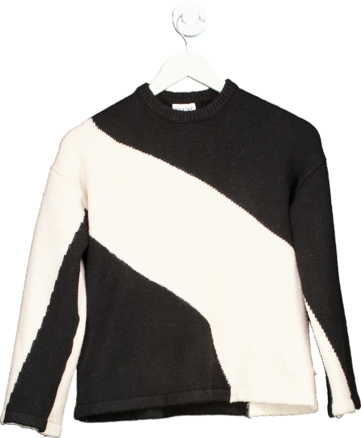 StyleCheat Black & White Colour Block Jumper UK S