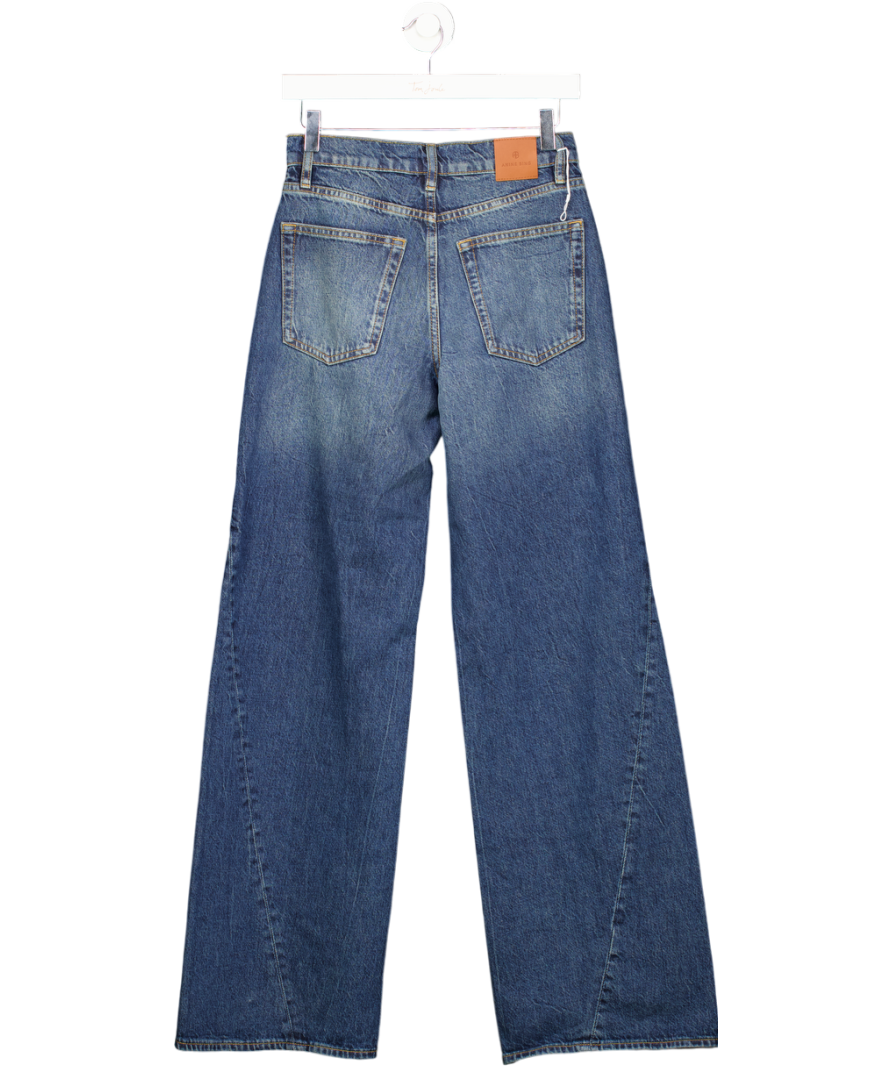 Anine Bing Mid Blue Brie Paneled High-rise Wide-leg Jeans W25